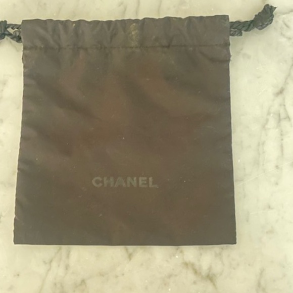 Chanel Draw String Pouch Black Writing on Black - Picture 6 of 6
